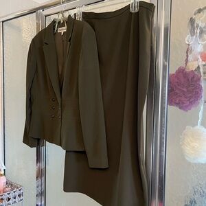 Dark Green Blazer and Skirt Set